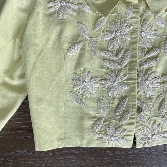 Plenty Cropped Floral Blazer | Yellow | 12. - Picture 3 of 5